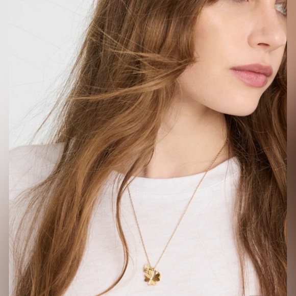 NWT Madewell Gold Leaf Pendant Necklace - Picture 2 of 5